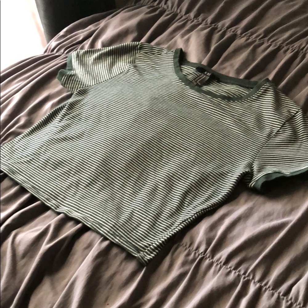 F21 Green and White Striped Ringer